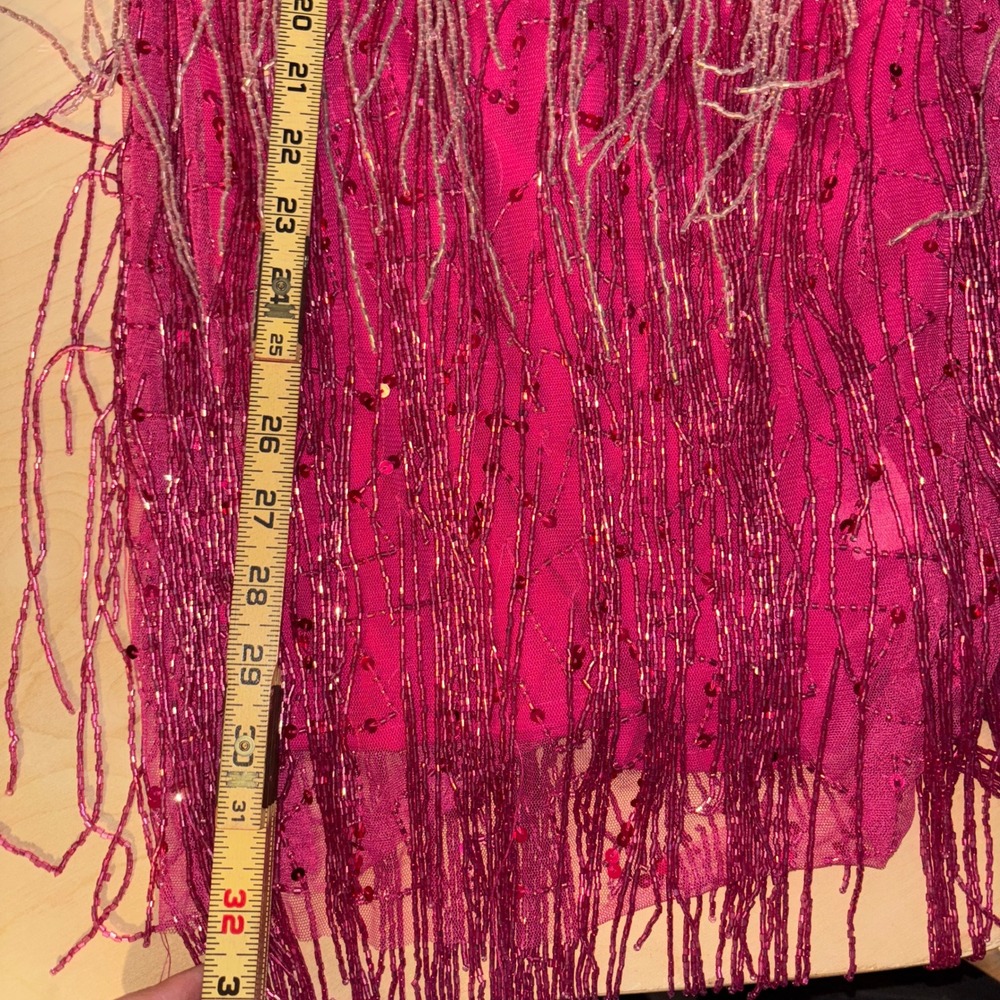 Nasty Gal Beaded Fringe Mini Dress Womens Sz 0 Pink Sequin Party Cocktail - Picture 12 of 12